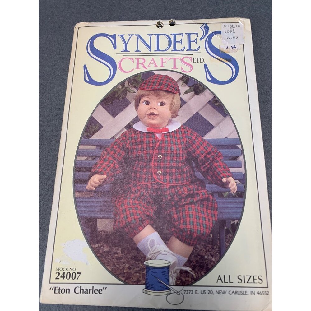 Syndees Crafts Eton Charlee 10" 16" 21" Vintage 1990s Sewing Pattern Jacket Long